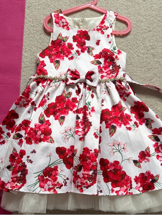 Other - Red Floral Tulle Hem Girls' Dress